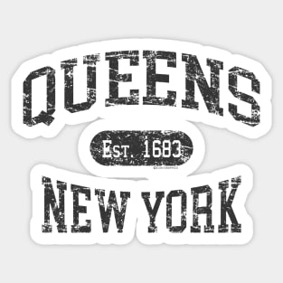 Queens NY Vintage Distressed Retro Print Sticker